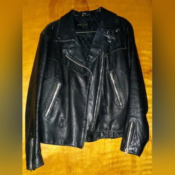 Vintage 70s AMF Harley Davidson Leather Motorcycle Jacket Size 42 Black - Picture 1 of 6
